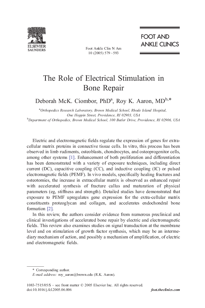 The Role of Electrical Stimulation in Bone Repair