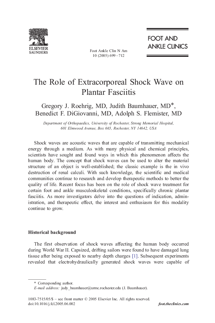 The Role of Extracorporeal Shock Wave on Plantar Fasciitis