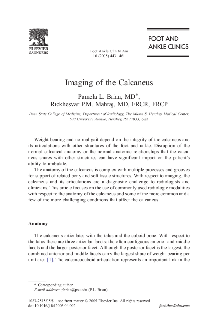 Imaging of the Calcaneus