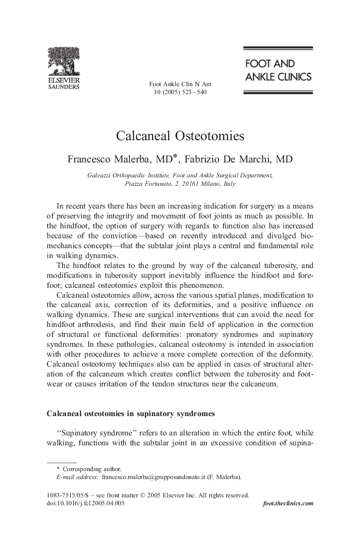 Calcaneal Osteotomies