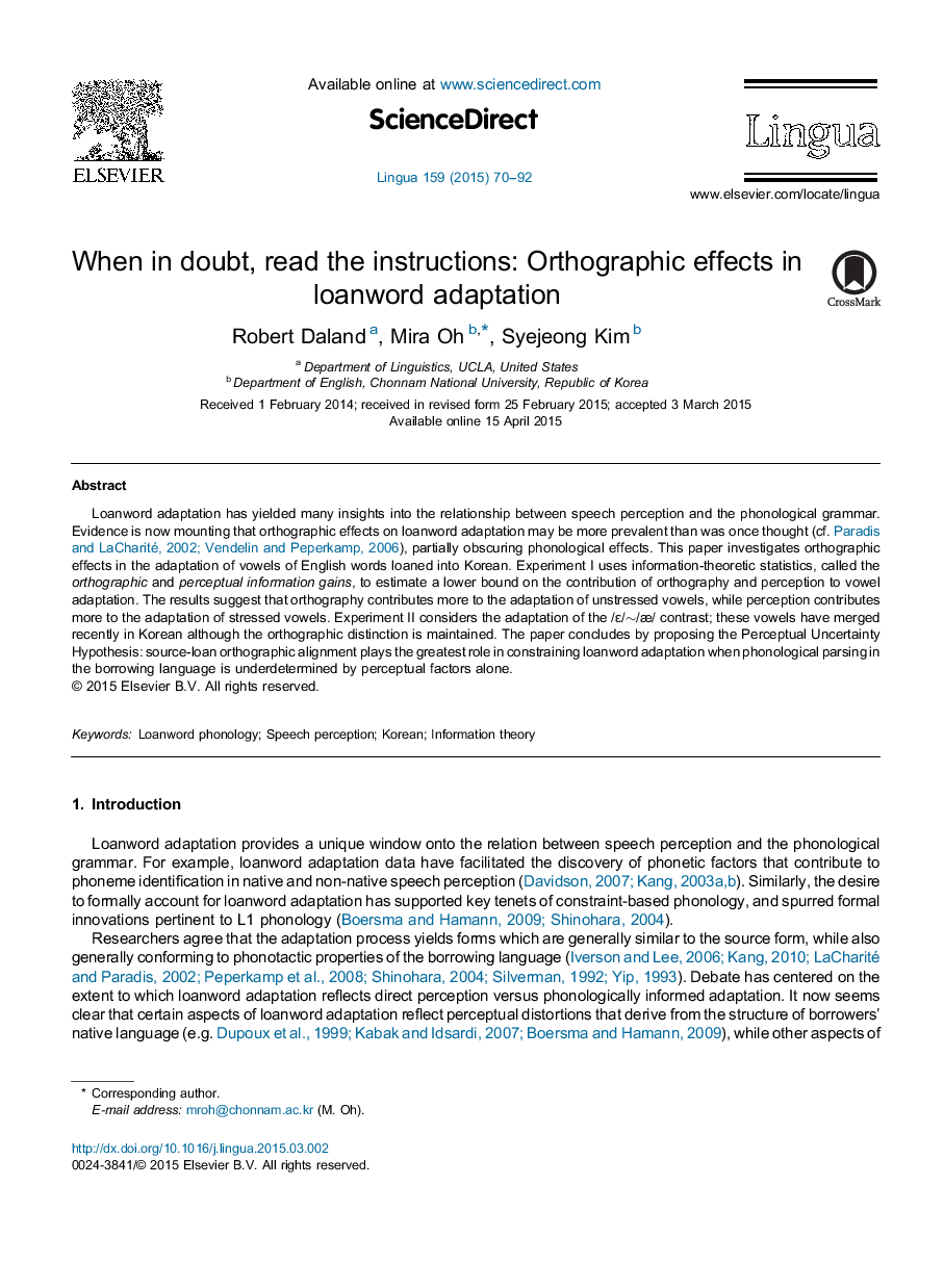 When in doubt, read the instructions: Orthographic effects in loanword adaptation