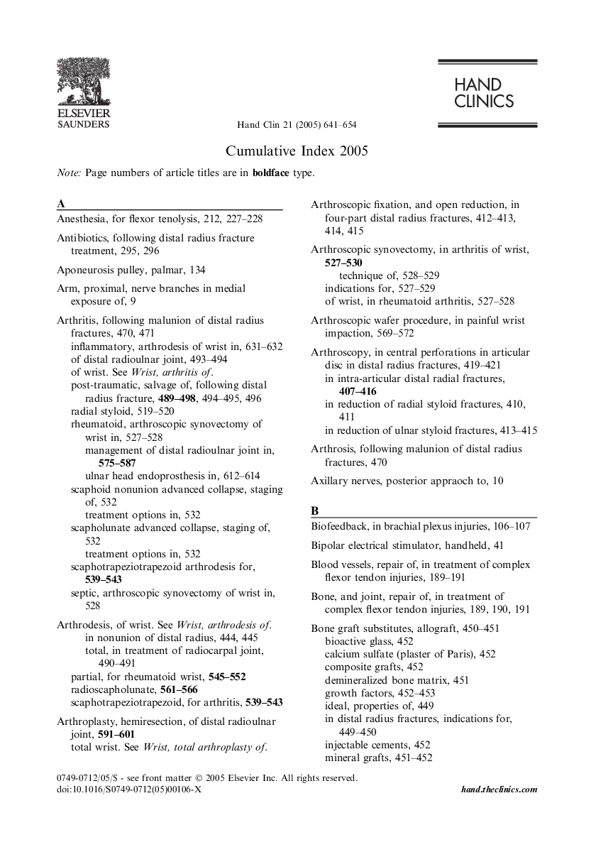 Cumulative Index 2005