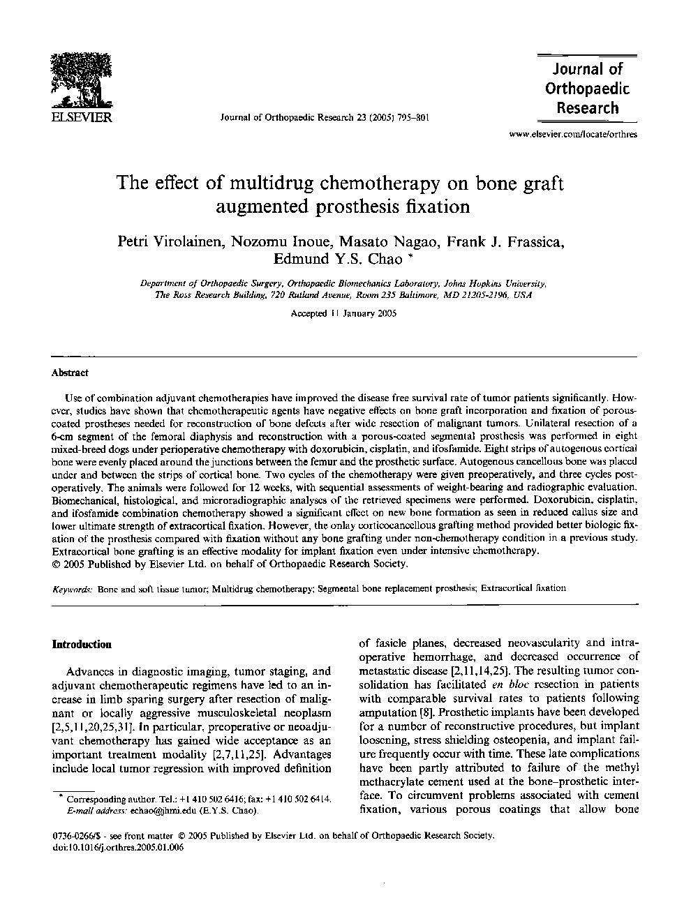 The effect of multidrug chemotherapy on bone graft augmented prosthesis fixation