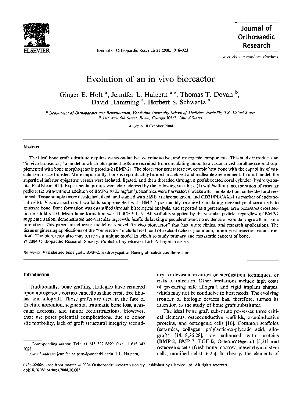 Evolution of an in vivo bioreactor