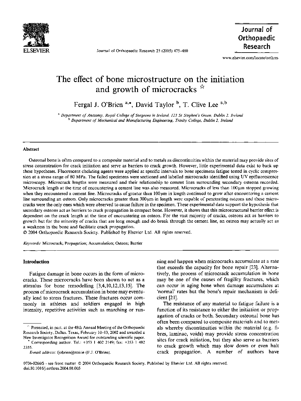 The effect of bone microstructure on the initiation and growth of microcracks