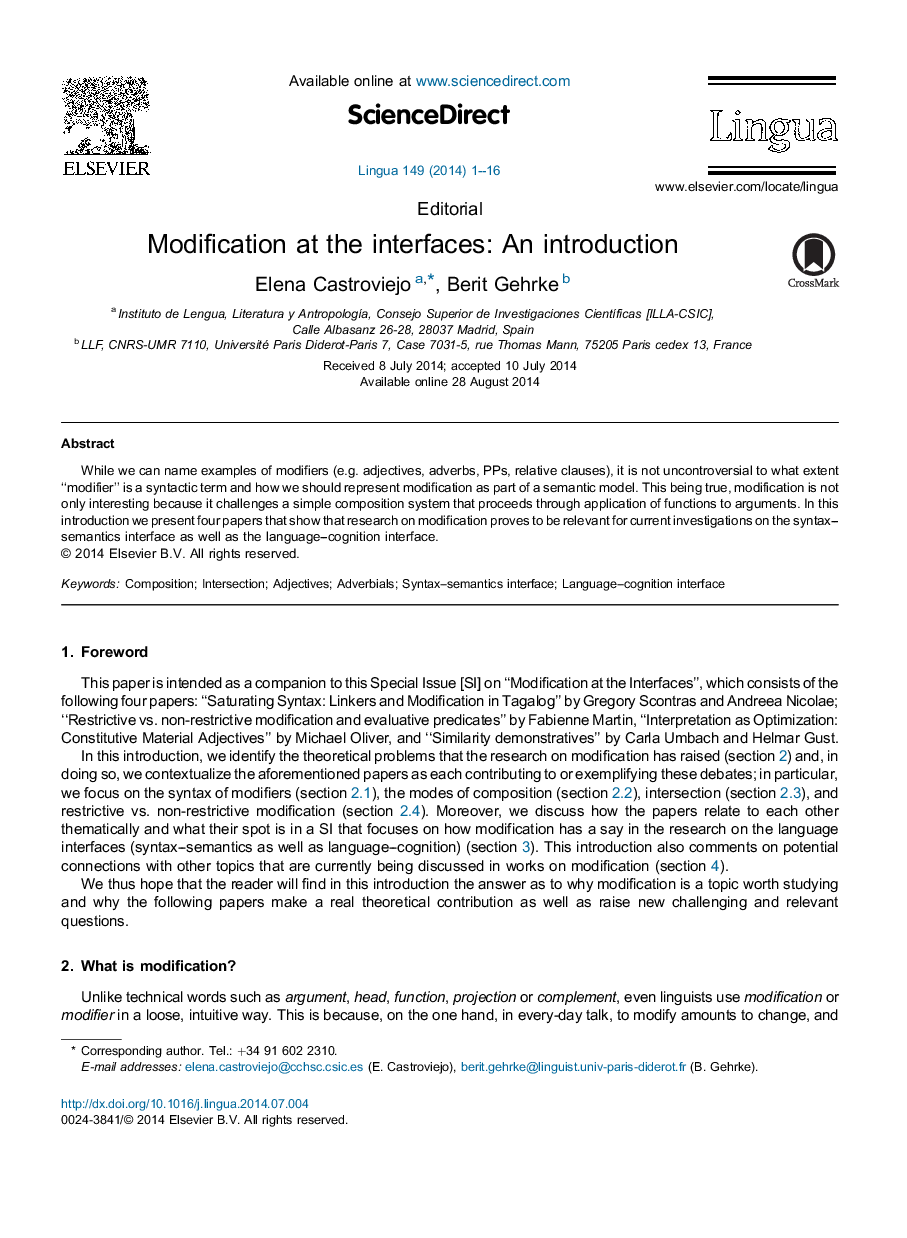 Modification at the interfaces: An introduction