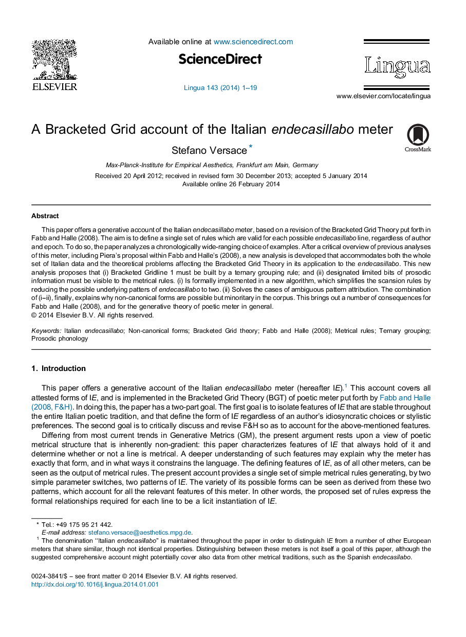 A Bracketed Grid account of the Italian endecasillabo meter