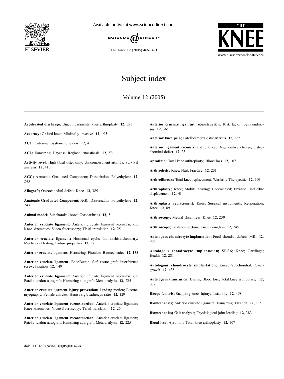 Subject index Volume 12 (2005)