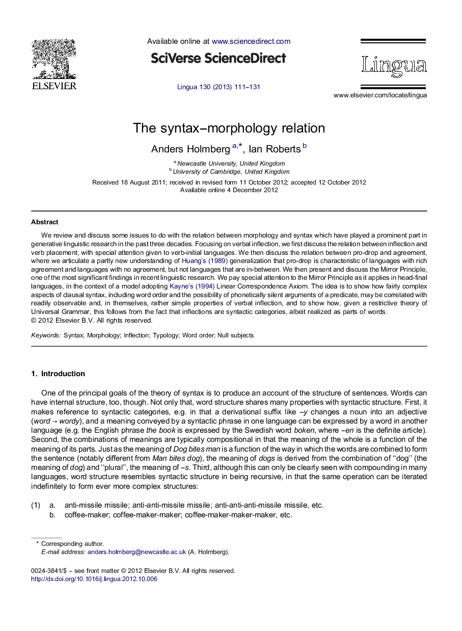 The syntax–morphology relation