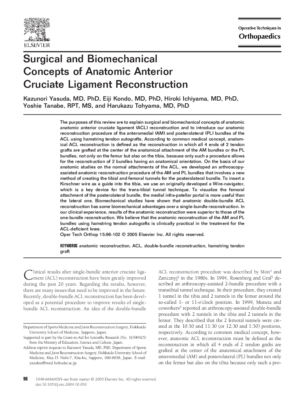 Surgical and biomechanical concepts of anatomic anterior cruciate ligament reconstruction