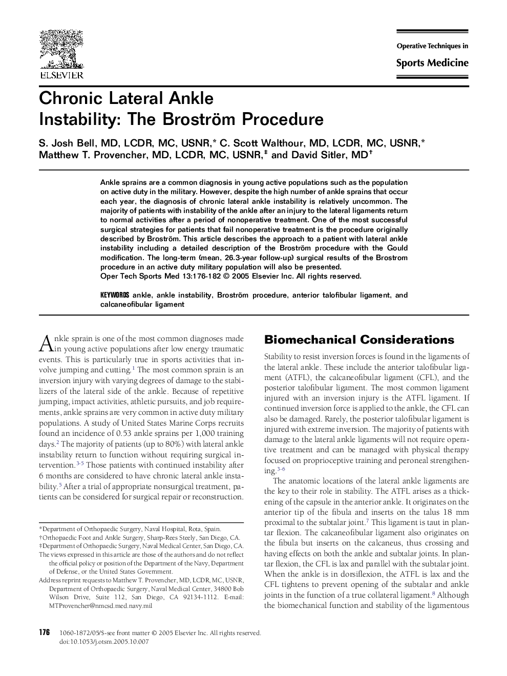 Chronic Lateral Ankle Instability: The Broström Procedure