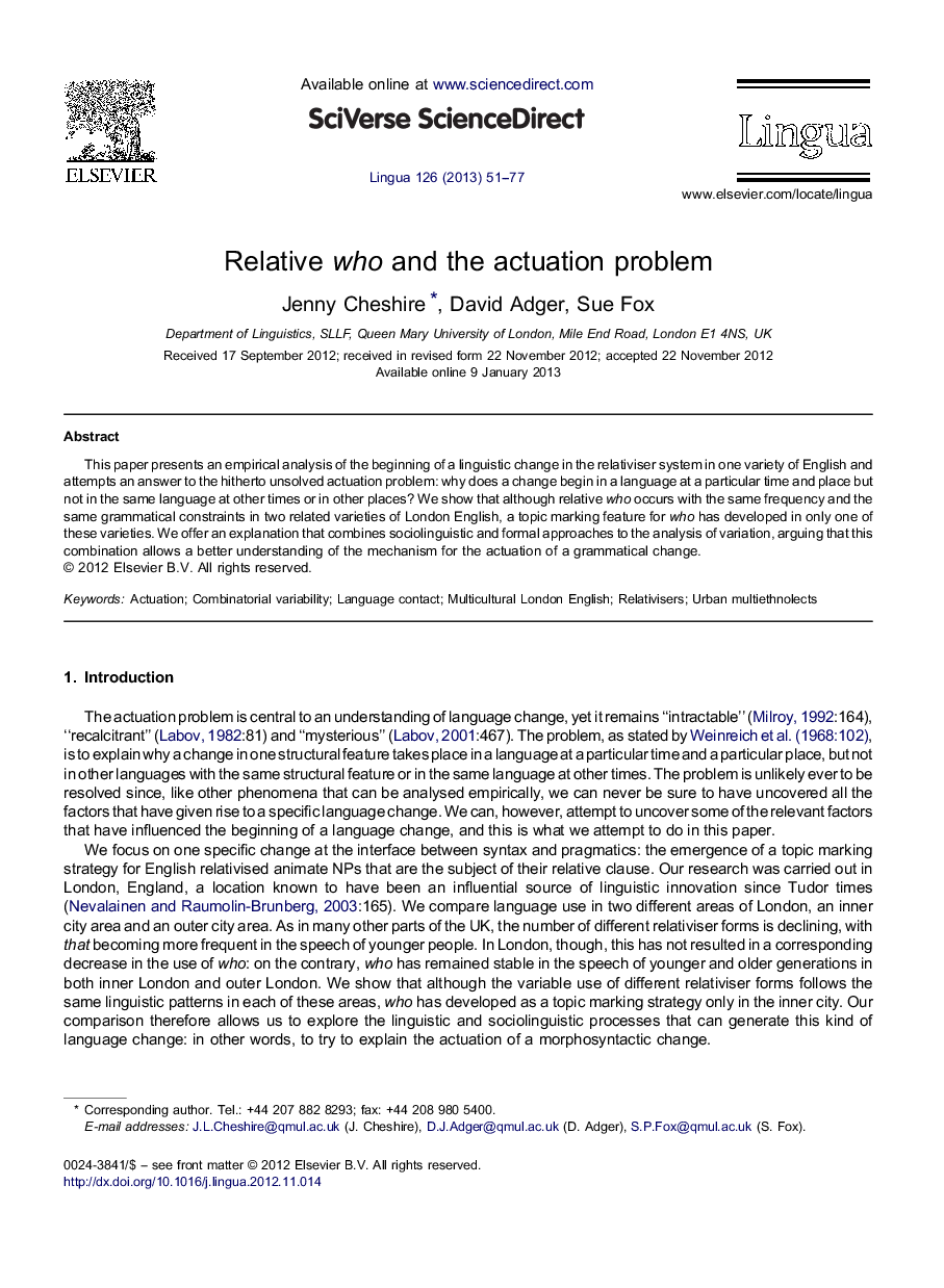 Relative who and the actuation problem