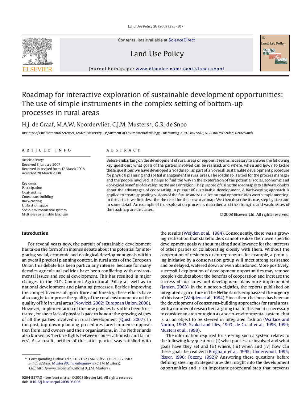 Roadmap for interactive exploration of sustainable development opportunities: The use of simple instruments in the complex setting of bottom-up processes in rural areas