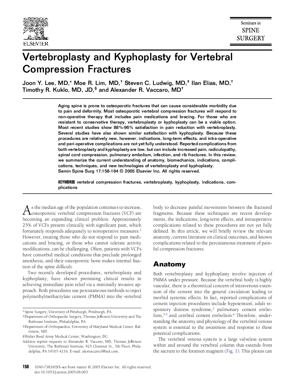 Vertebroplasty and Kyphoplasty for Vertebral Compression Fractures