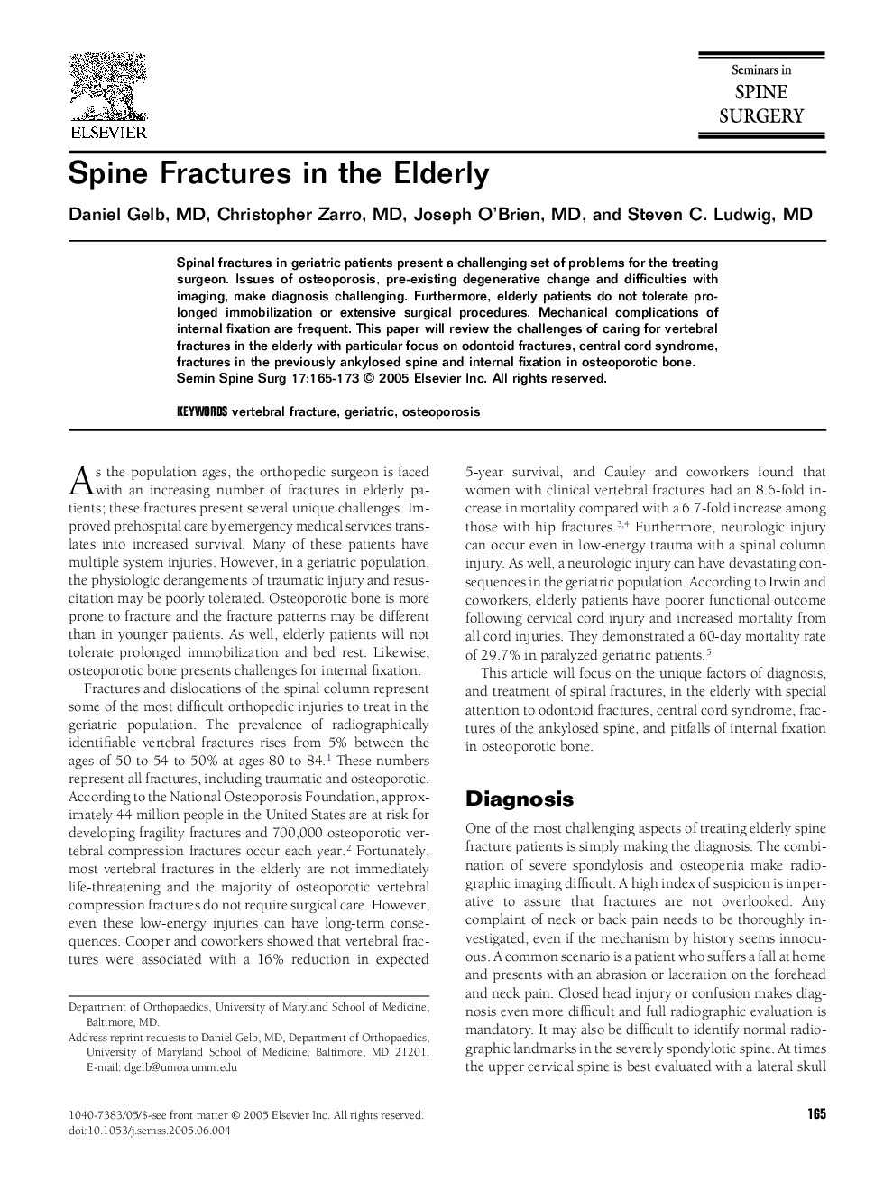 Spine Fractures in the Elderly
