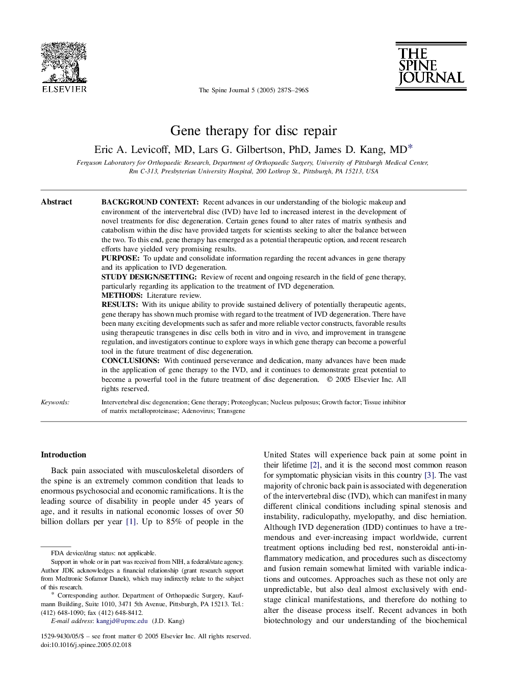 Gene therapy for disc repair