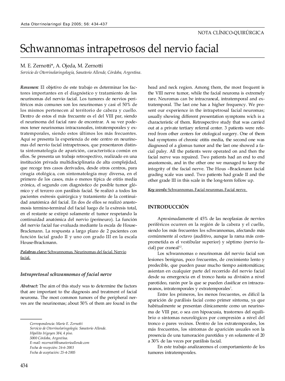 Schwannomas intrapetrosos del nervio facial