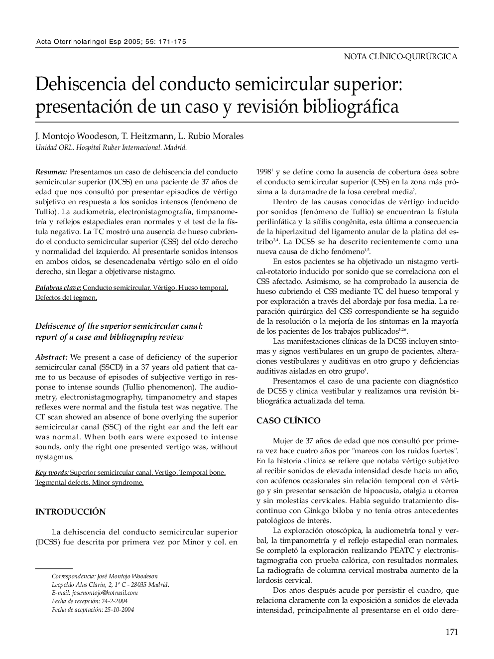 Dehiscencia del conducto semicircular superior: presentación de un caso y revisión bibliográfica