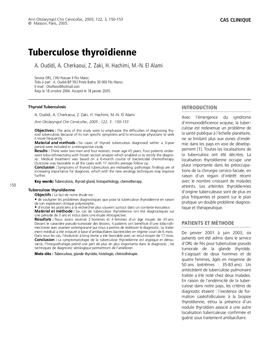 Tuberculose thyroïdienne