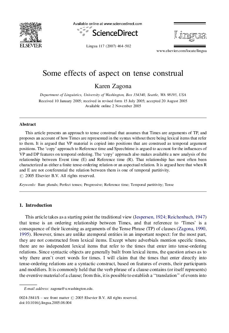 Some effects of aspect on tense construal