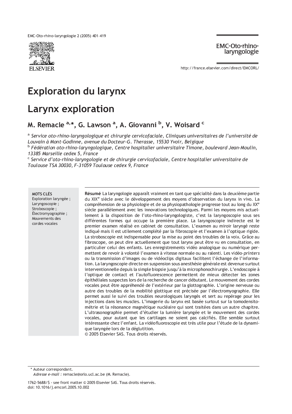 Exploration du larynx