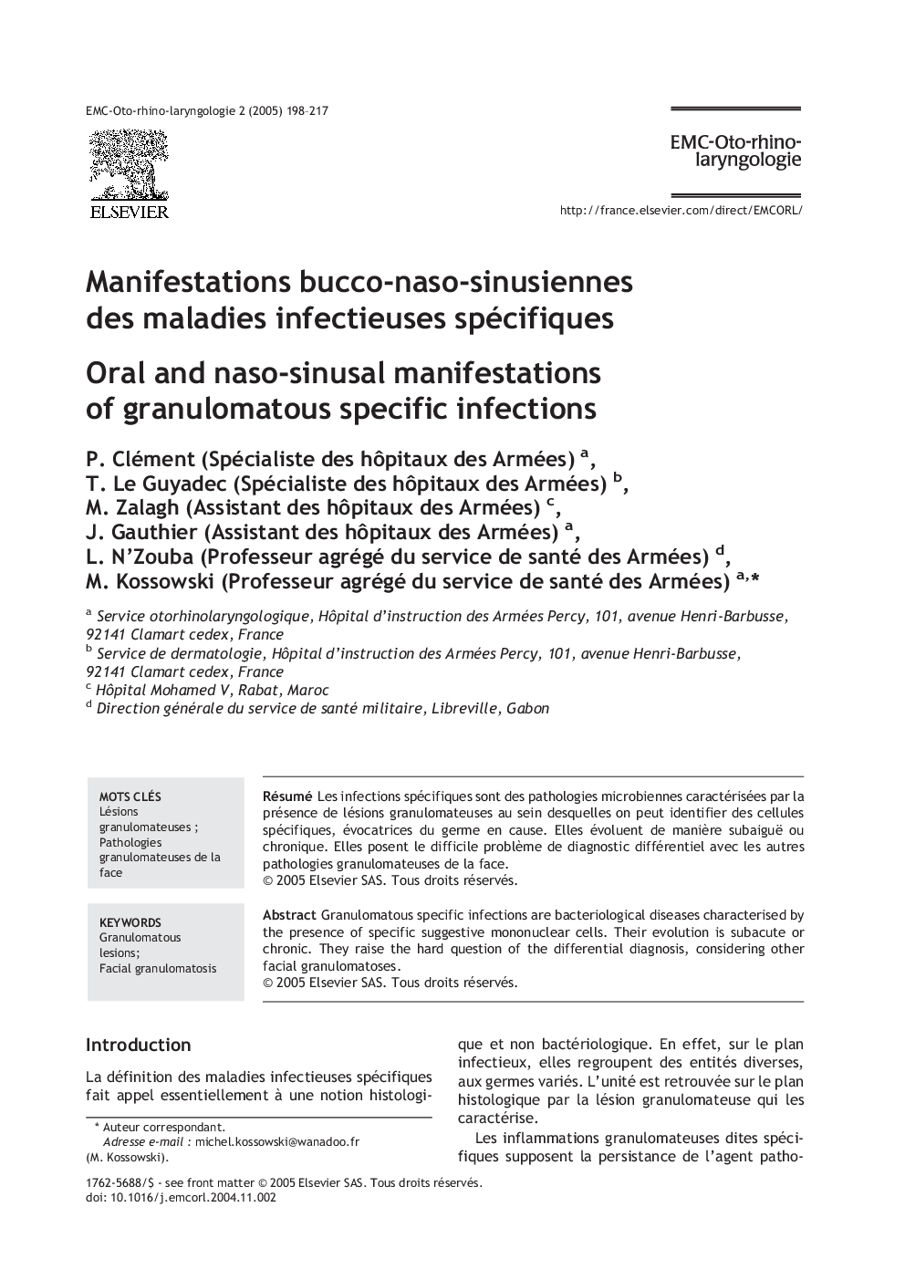 Manifestations bucco-naso-sinusiennes des maladies infectieuses spécifiques