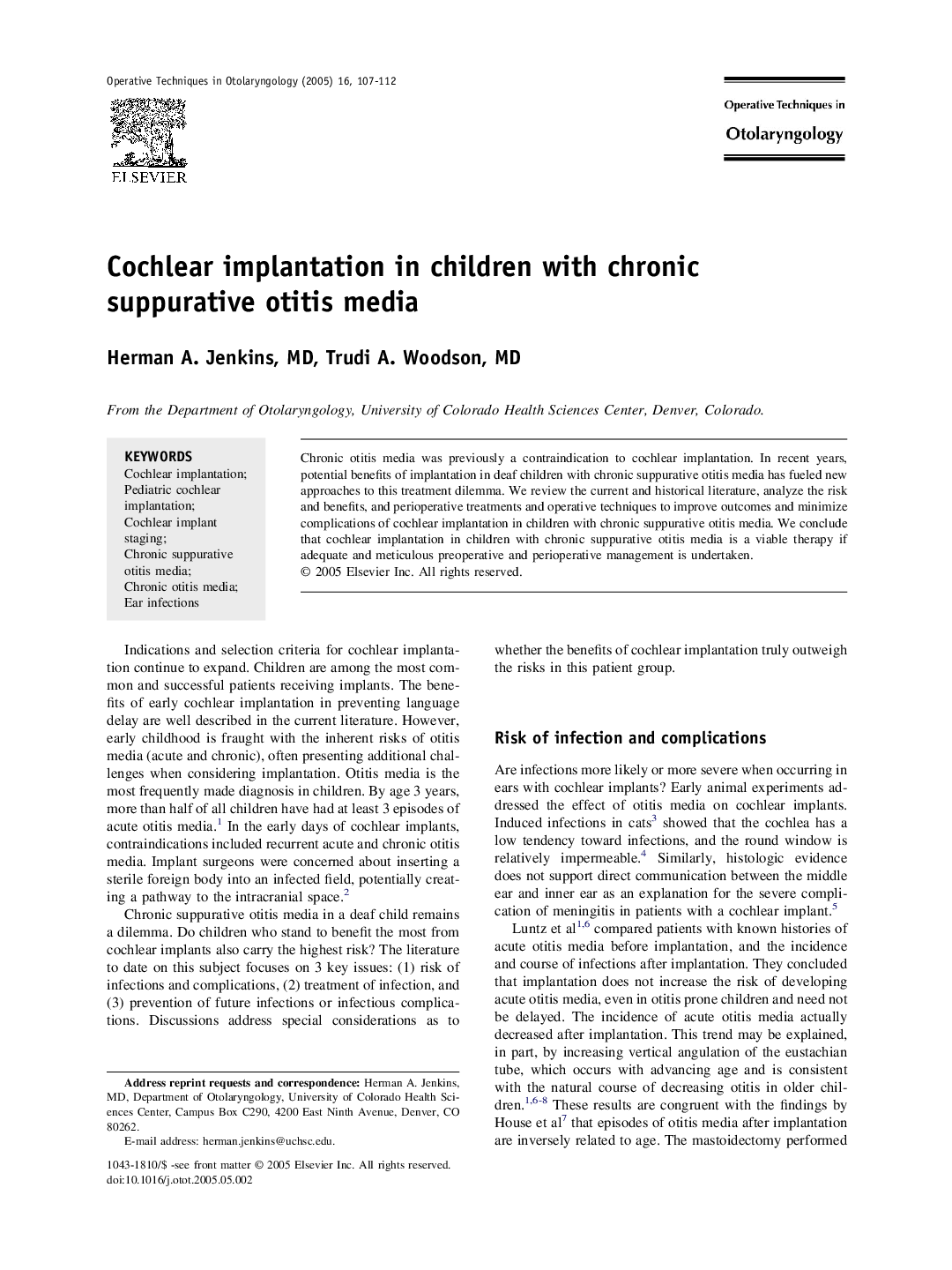 Cochlear implantation in children with chronic suppurative otitis media