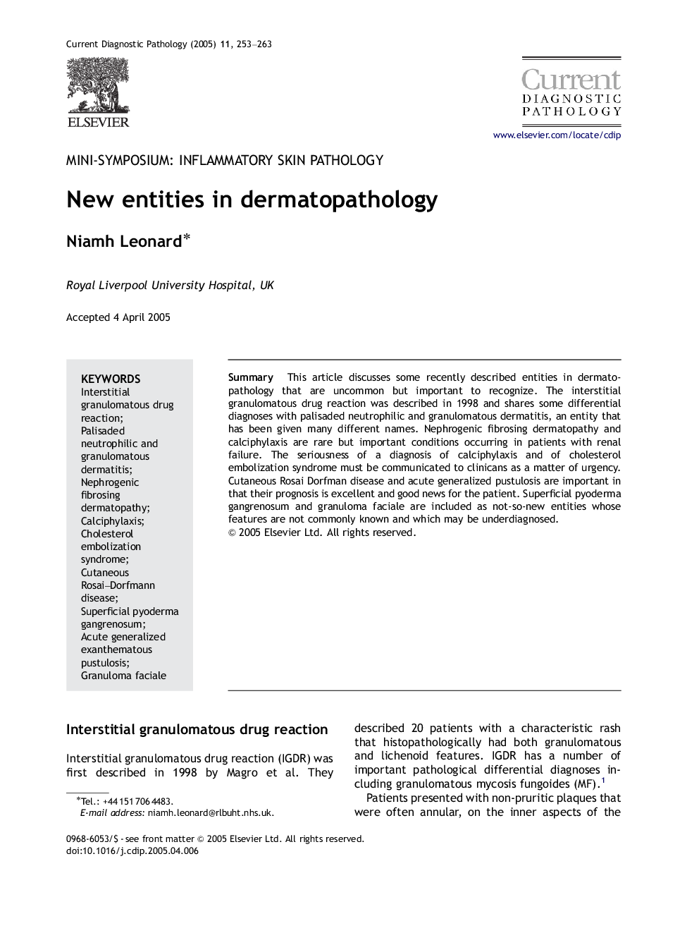 New entities in dermatopathology