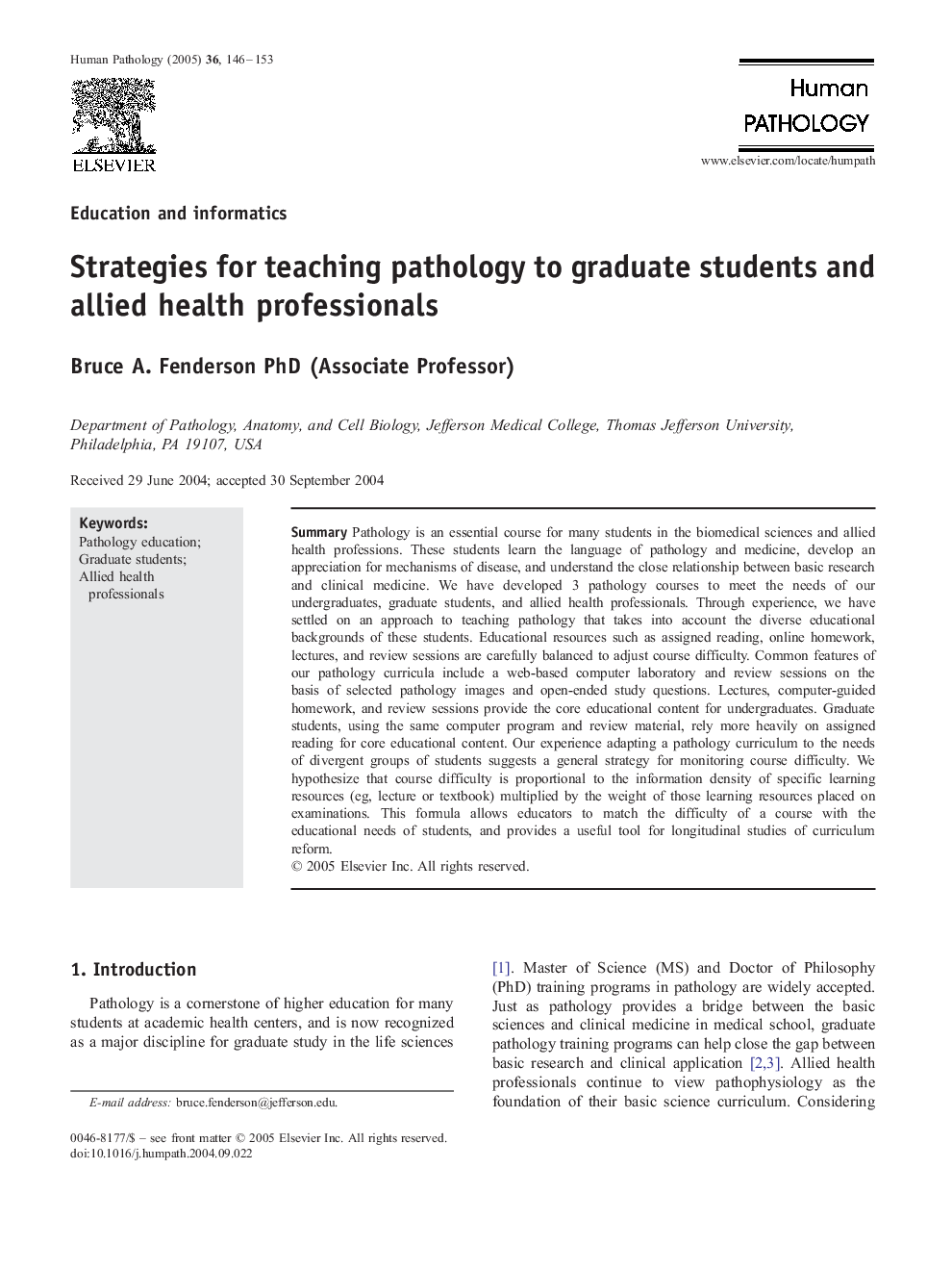 Strategies for teaching pathology to graduate students and allied health professionals