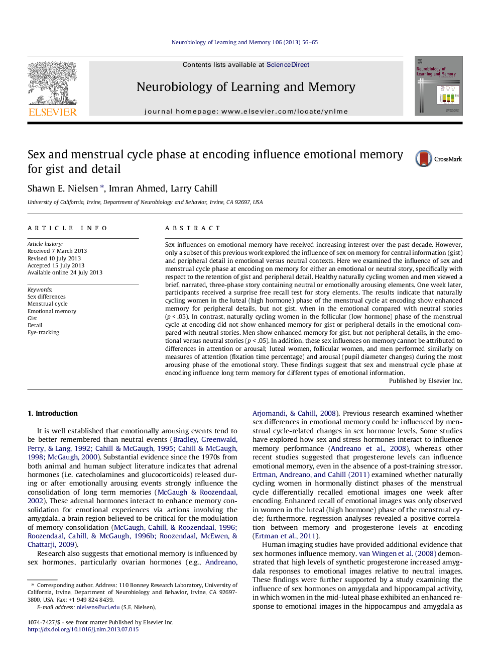 Sex and menstrual cycle phase at encoding influence emotional memory for gist and detail