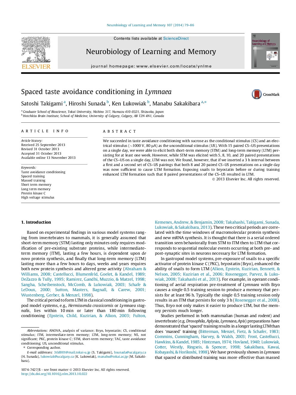 Spaced taste avoidance conditioning in Lymnaea