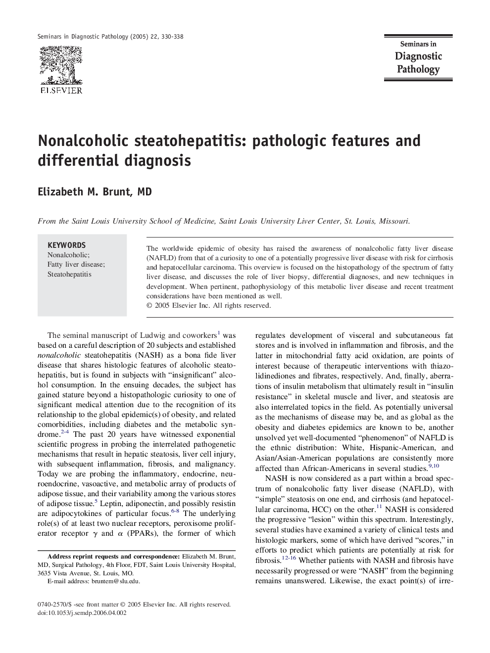 Nonalcoholic steatohepatitis: pathologic features and differential diagnosis