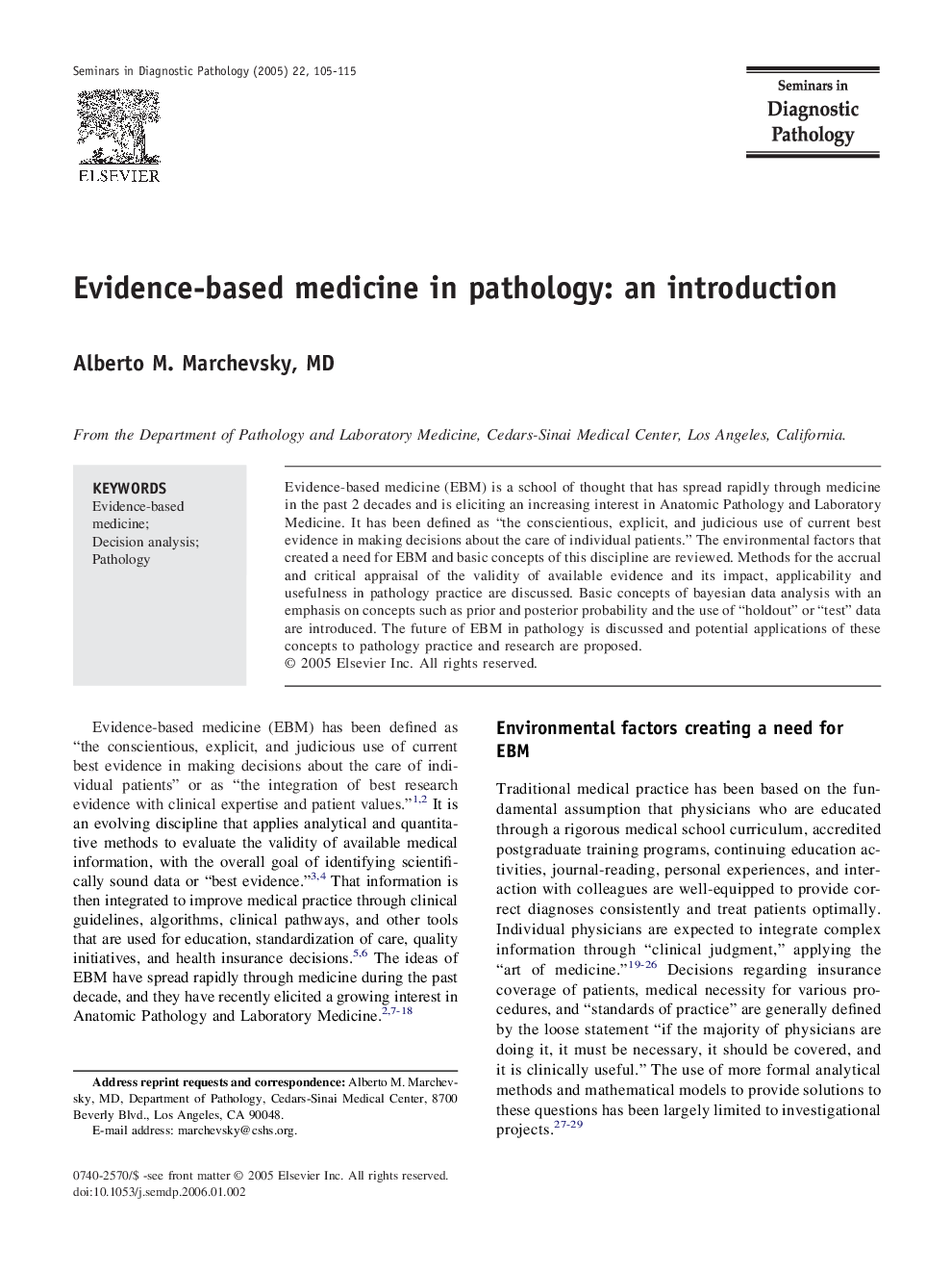 Evidence-based medicine in pathology: an introduction