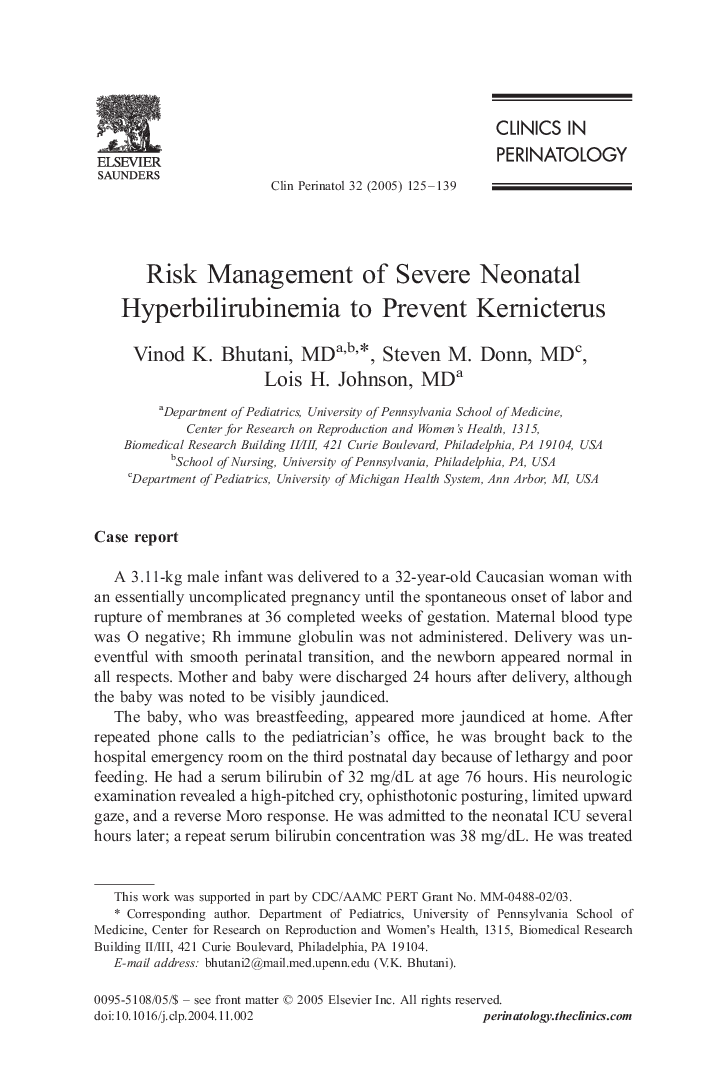 Risk Management of Severe Neonatal Hyperbilirubinemia to Prevent Kernicterus