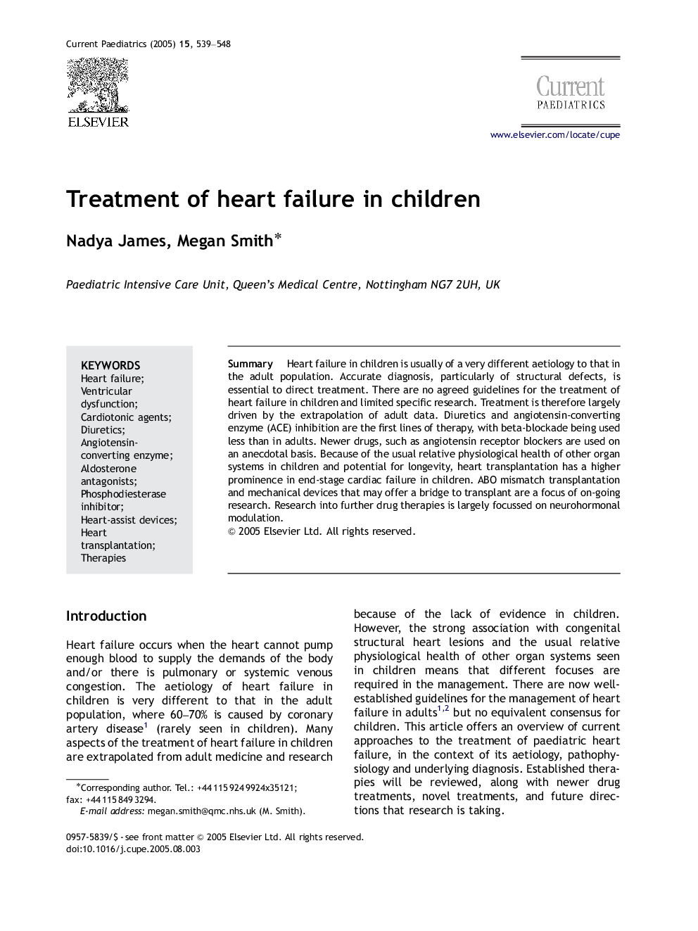 Treatment of heart failure in children