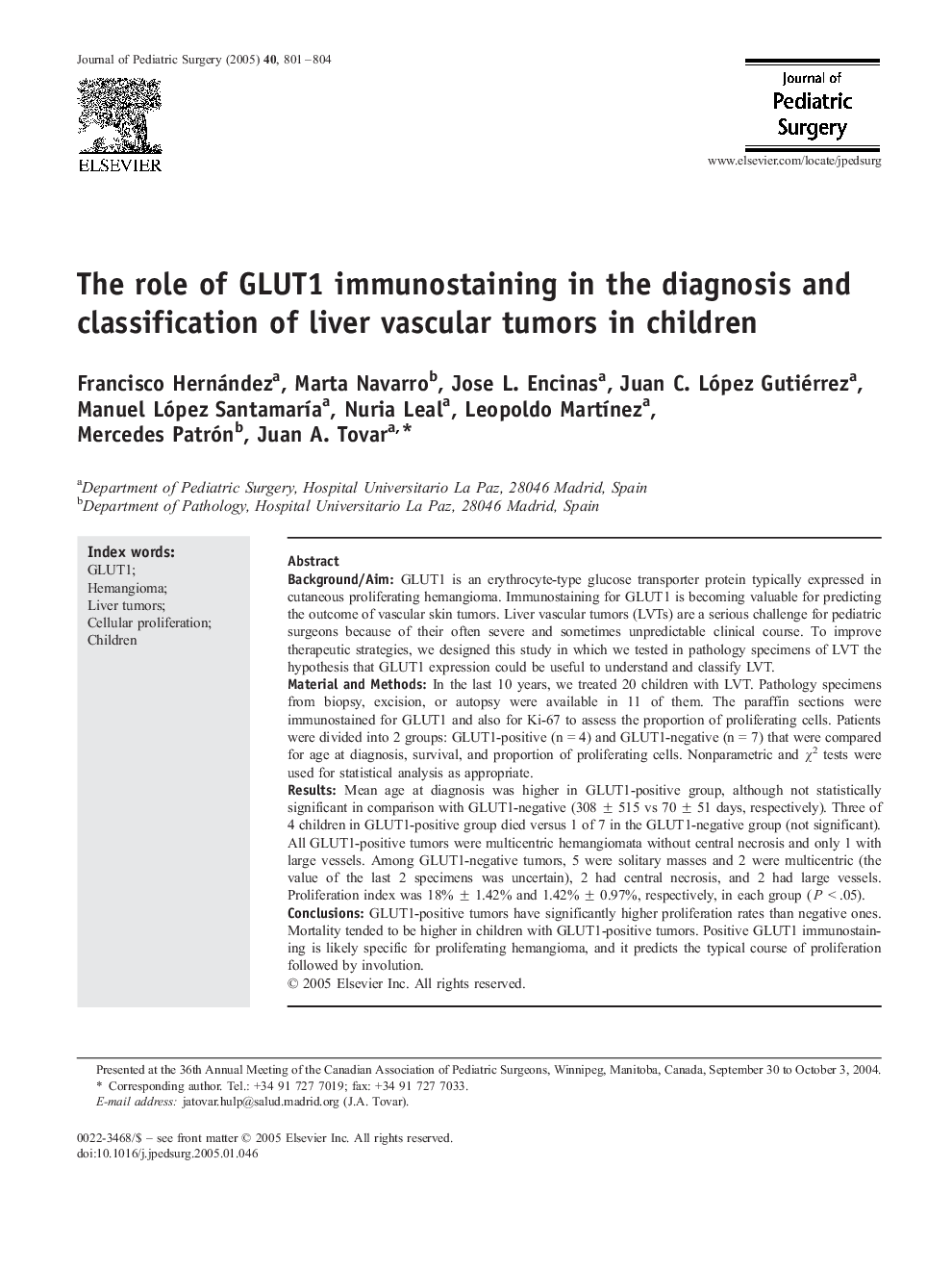 The role of GLUT1 immunostaining in the diagnosis and classification of liver vascular tumors in children