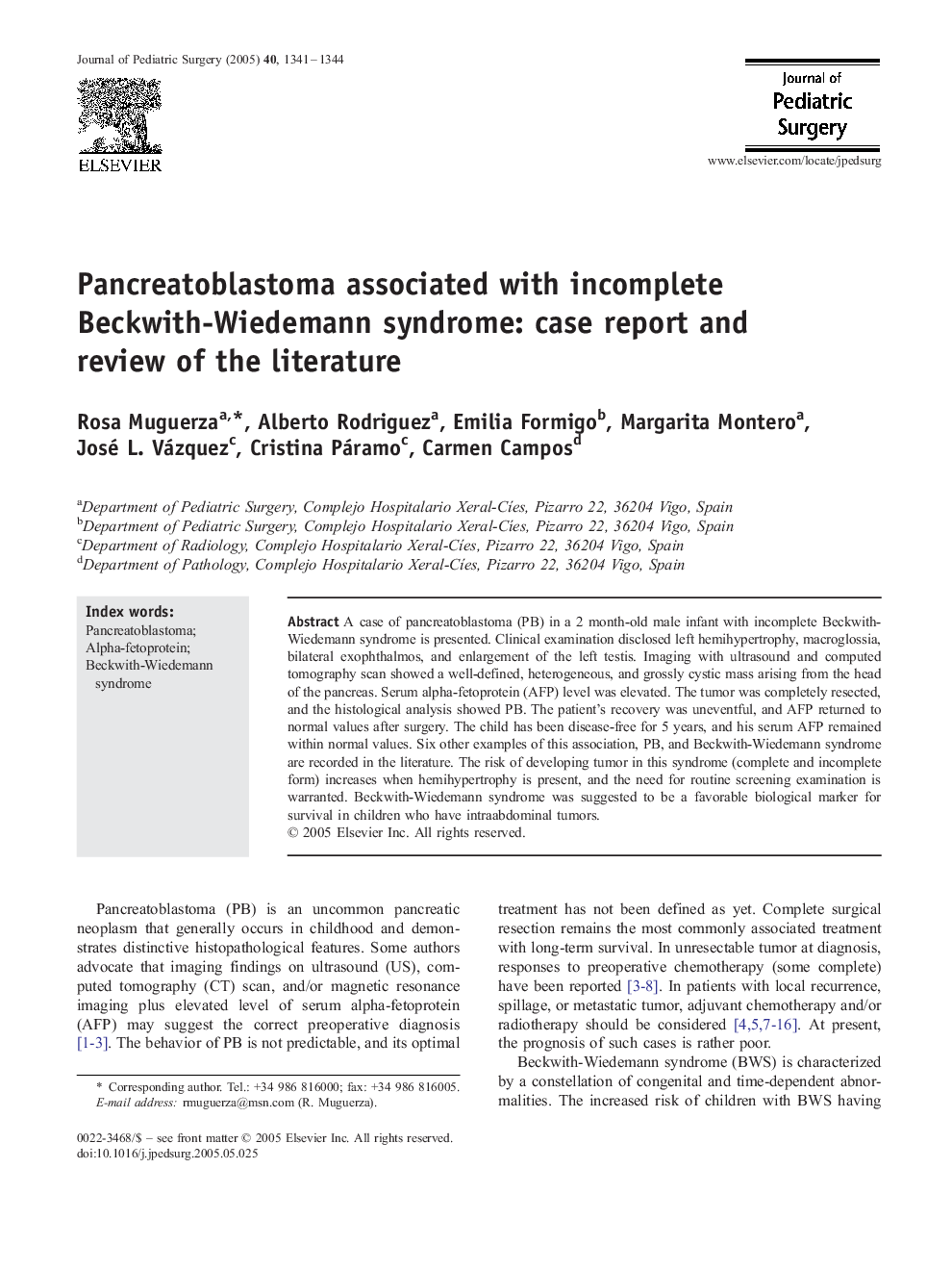 Pancreatoblastoma associated with incomplete Beckwith-Wiedemann syndrome: case report and review of the literature