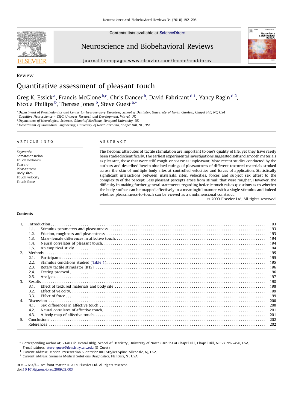 Quantitative assessment of pleasant touch