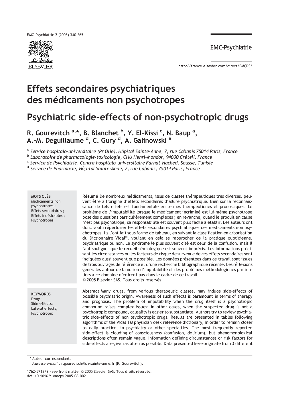 Effets secondaires psychiatriques des médicaments non psychotropes