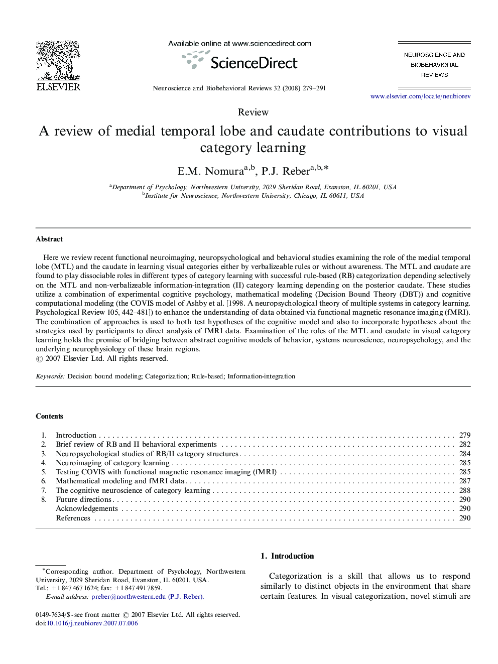 A review of medial temporal lobe and caudate contributions to visual category learning