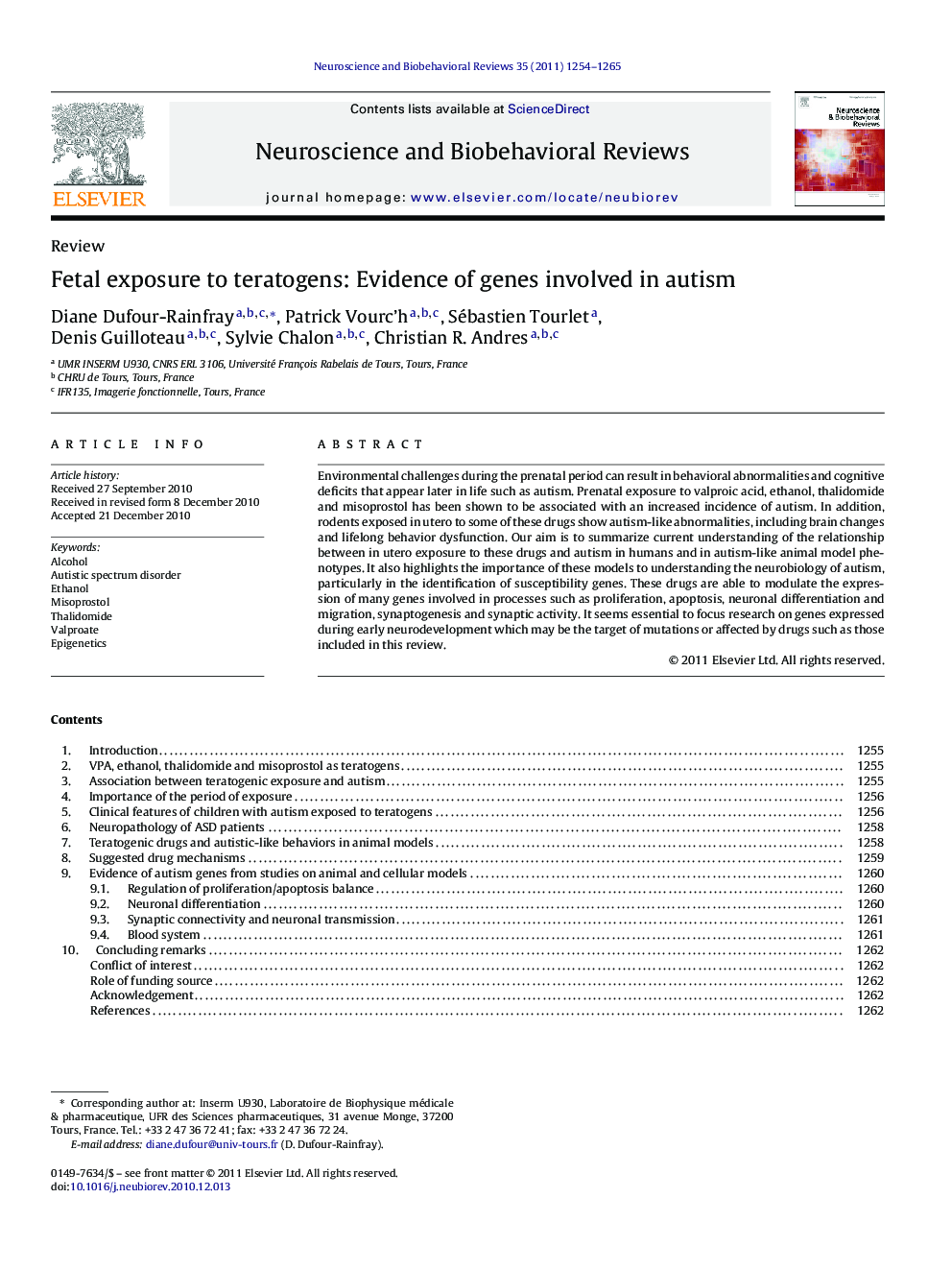 Fetal exposure to teratogens: Evidence of genes involved in autism