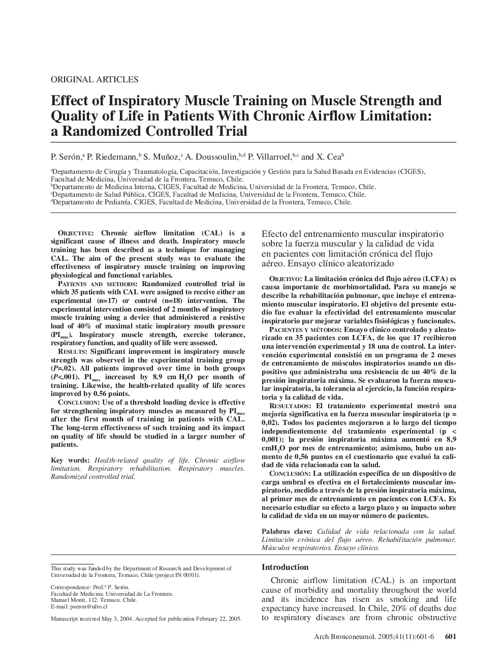 Effect of Inspiratory Muscle Training on Muscle Strength and Quality of Life in Patients With Chronic Airflow Limitation: a Randomized Controlled Trial