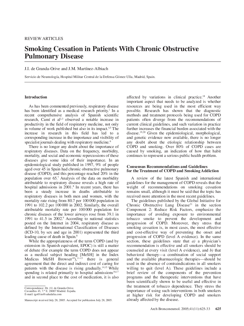 Smoking Cessation in Patients With Chronic Obstructive Pulmonary Disease