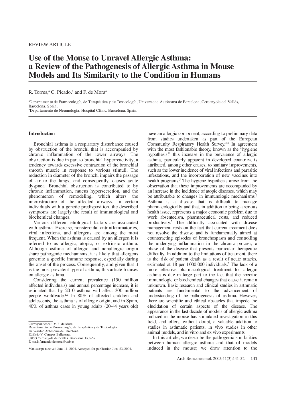 Use of the Mouse to Unravel Allergic Asthma: a Review of the Pathogenesis of Allergic Asthma in Mouse Models and Its Similarity to the Condition in Humans