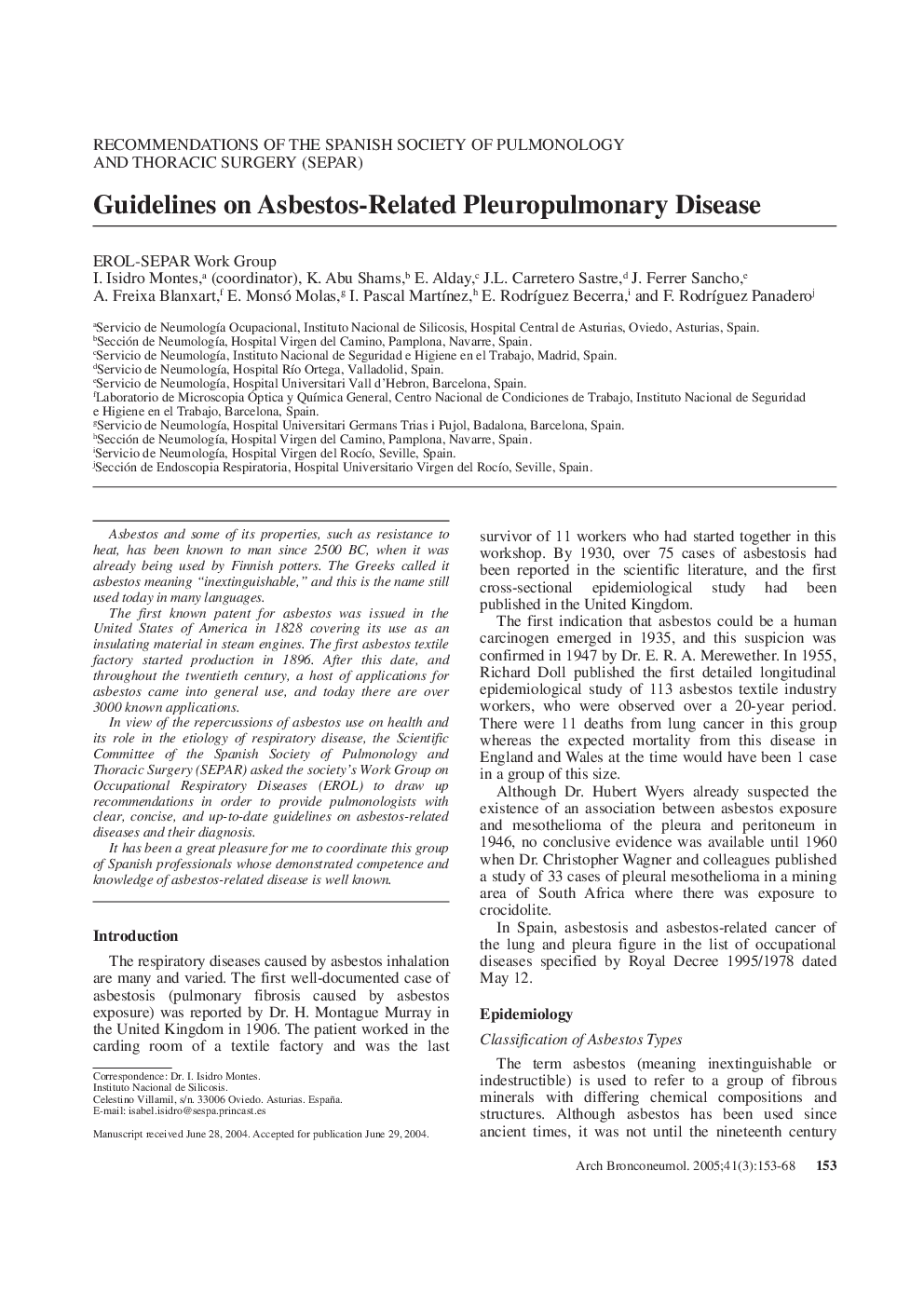 Guidelines on Asbestos-Related Pleuropulmonary Disease