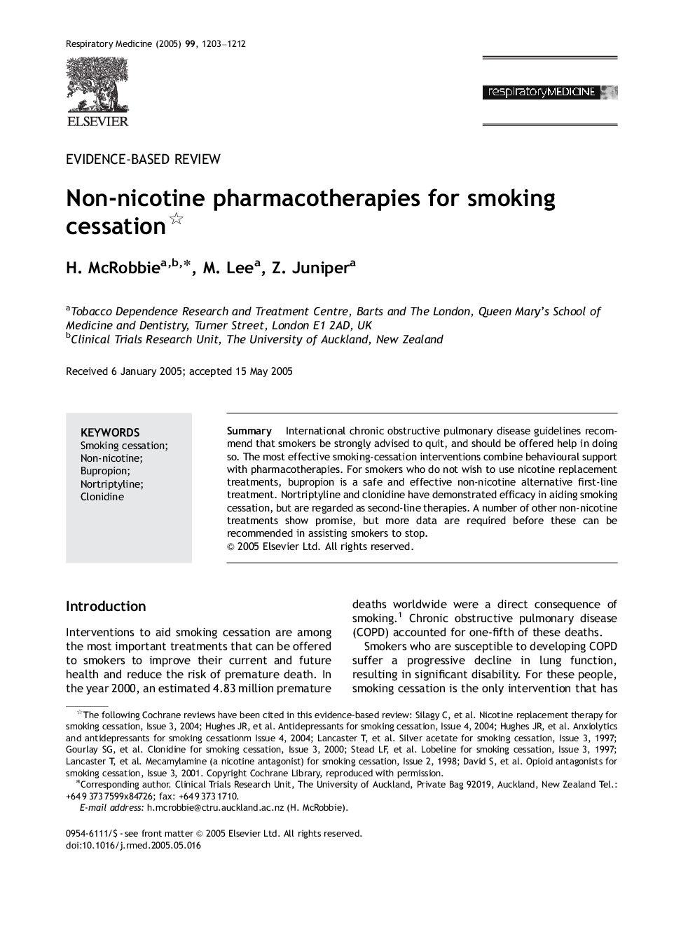 Non-nicotine pharmacotherapies for smoking cessation