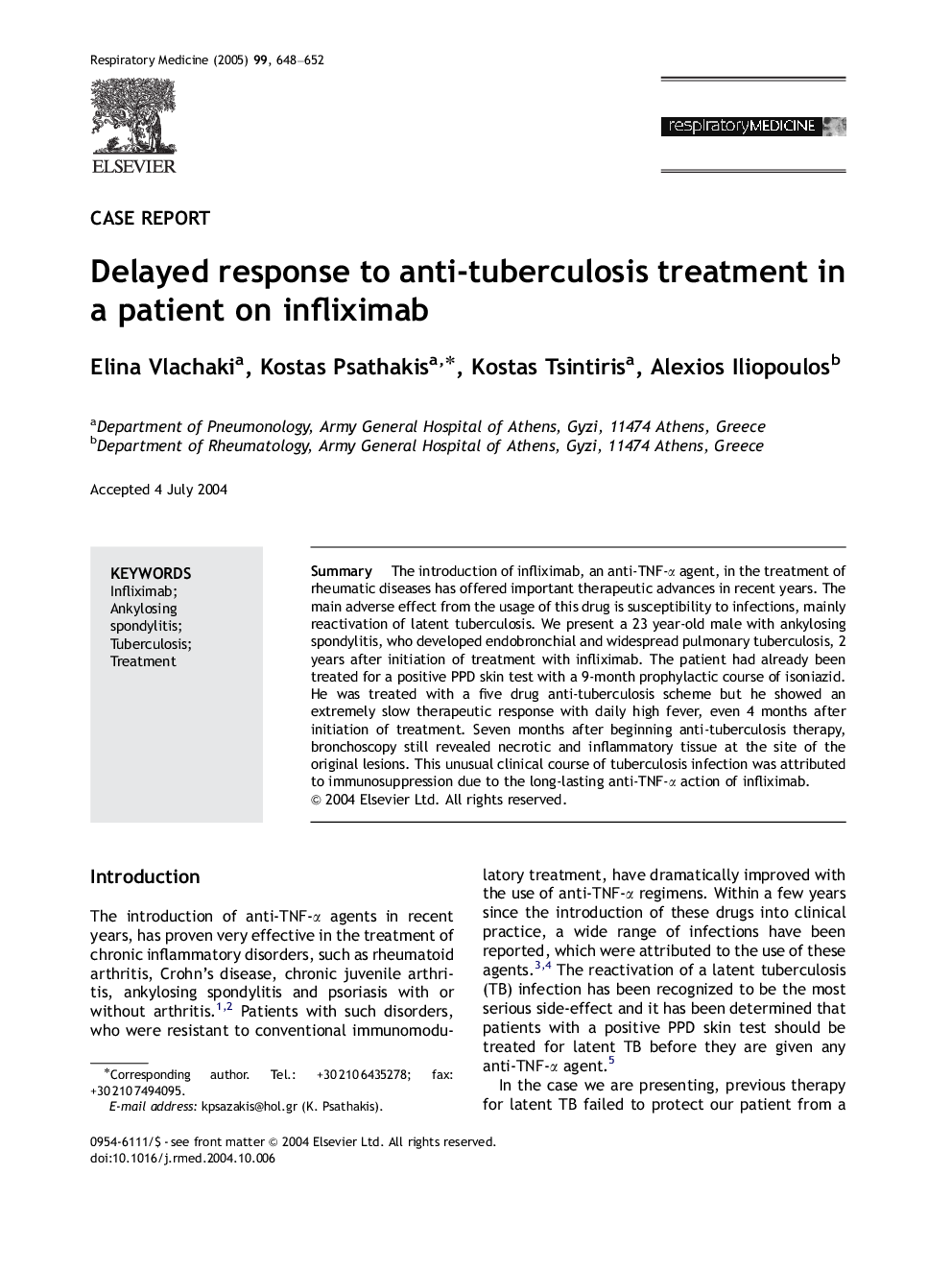 Delayed response to anti-tuberculosis treatment in a patient on infliximab