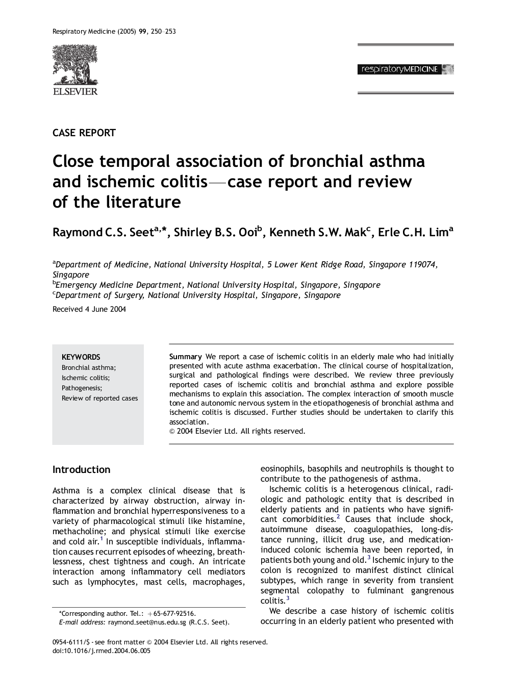 Close temporal association of bronchial asthma and ischemic colitis-case report and review of the literature