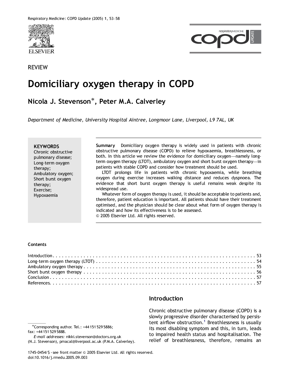 Domiciliary oxygen therapy in COPD