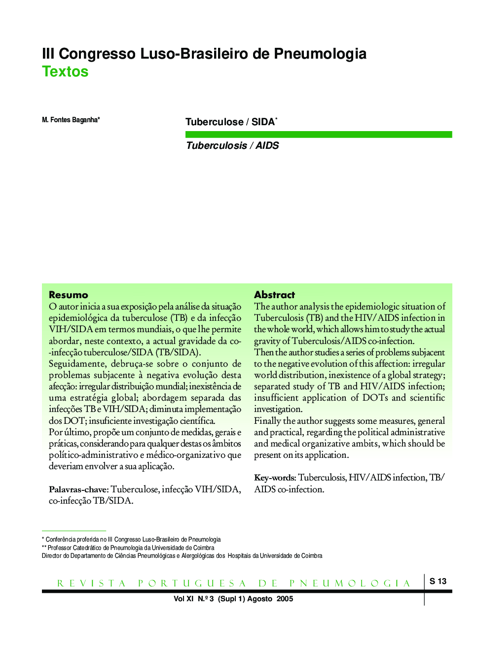 Tuberculose / SIDA*